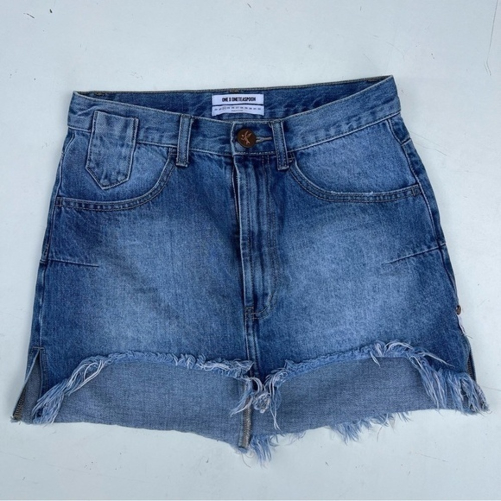OneTeaspoon Jean Skirt Size 24 Womens Denim Raw Frayed Hem‎